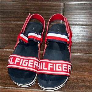 Tommy Hilfiger Red and Navy Women's Sandals